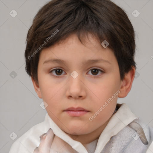 Neutral white child female with short  brown hair and brown eyes