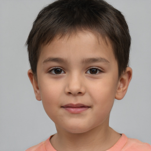 Neutral white child male with short  brown hair and brown eyes