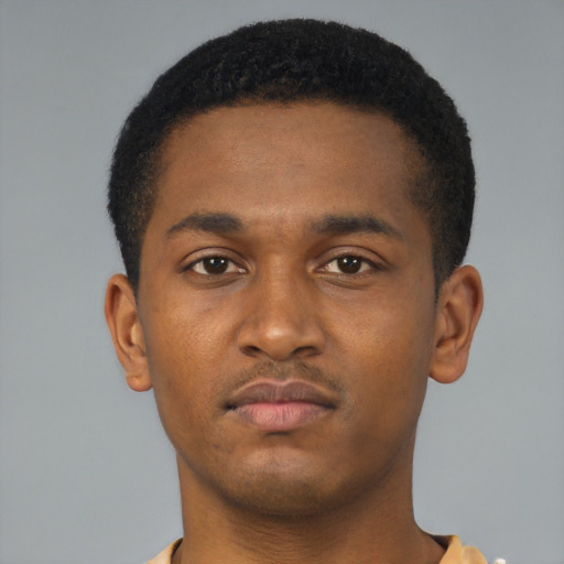 Neutral latino young-adult male with short  brown hair and brown eyes