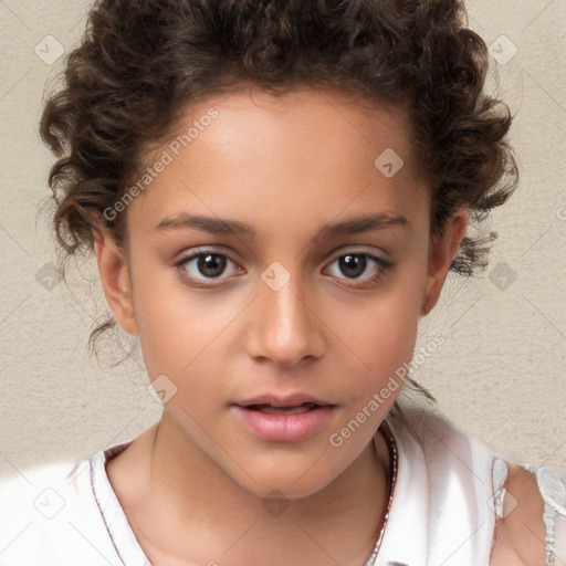 Neutral white child female with short  brown hair and brown eyes