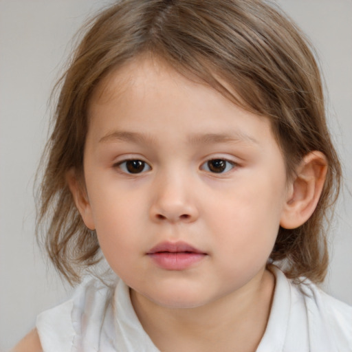 Neutral white child female with medium  brown hair and brown eyes