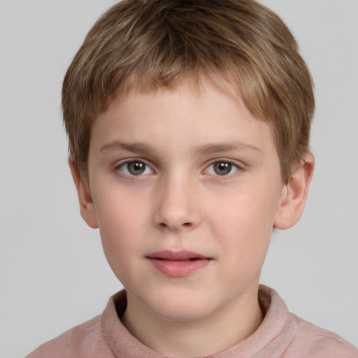 Neutral white child male with short  brown hair and brown eyes