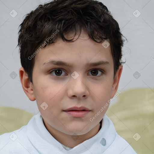 Neutral white child male with short  brown hair and brown eyes