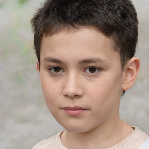 Neutral white child male with short  brown hair and brown eyes