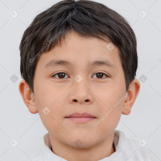 Neutral white child male with short  brown hair and brown eyes