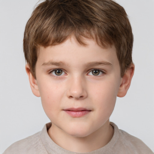 Neutral white child male with short  brown hair and brown eyes