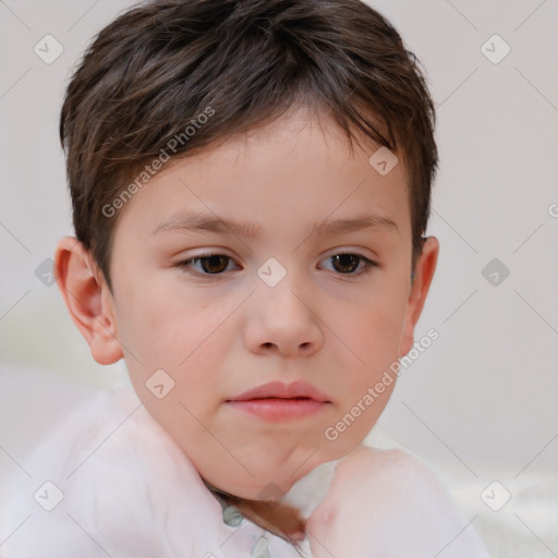 Neutral white child female with short  brown hair and brown eyes