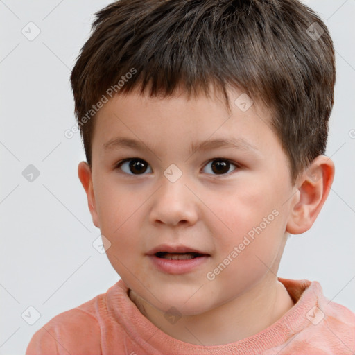 Neutral white child male with short  brown hair and brown eyes