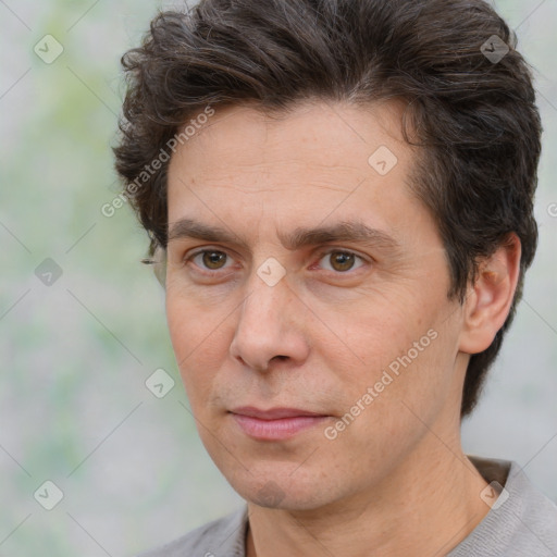 Neutral white adult male with short  brown hair and brown eyes