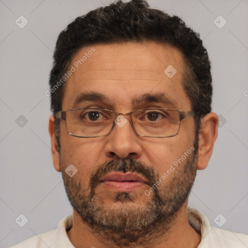 Neutral white adult male with short  brown hair and brown eyes