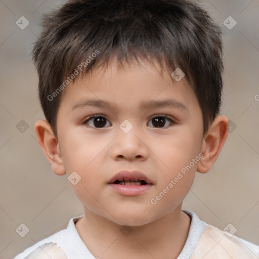 Neutral white child male with short  brown hair and brown eyes