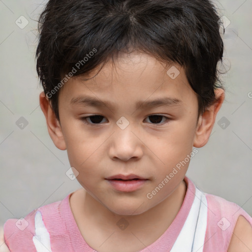 Neutral white child male with short  brown hair and brown eyes