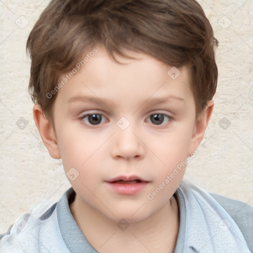 Neutral white child male with short  brown hair and brown eyes