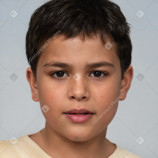 Neutral white child male with short  brown hair and brown eyes