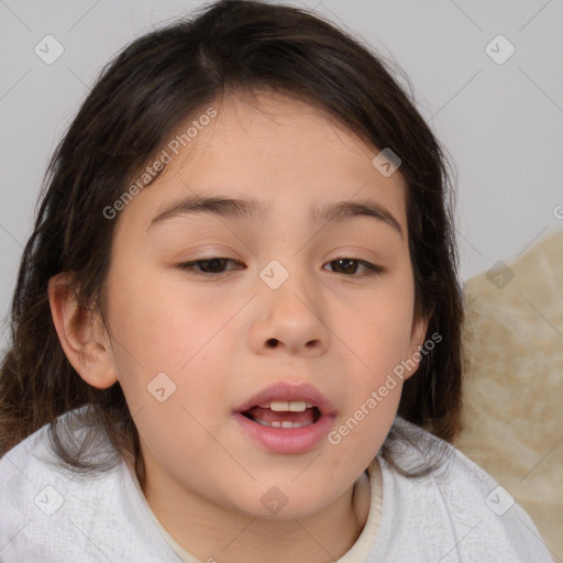 Neutral white child female with medium  brown hair and brown eyes