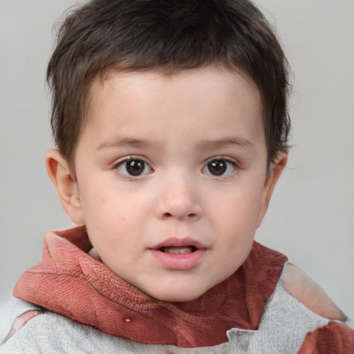 Neutral white child male with short  brown hair and brown eyes