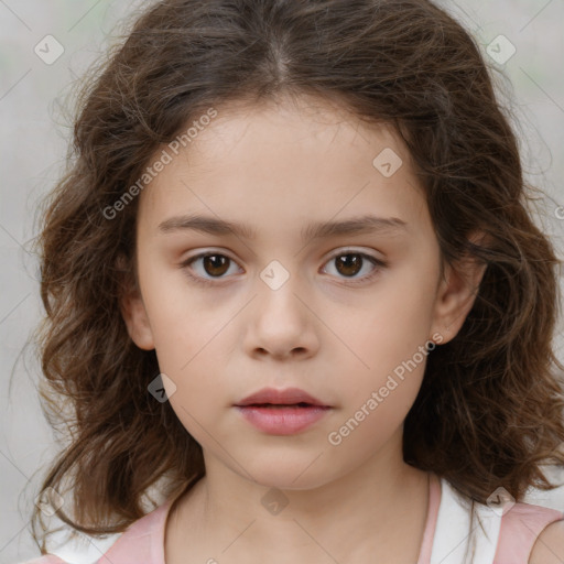 Neutral white child female with medium  brown hair and brown eyes