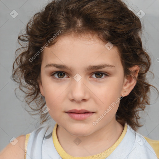 Neutral white child female with medium  brown hair and brown eyes