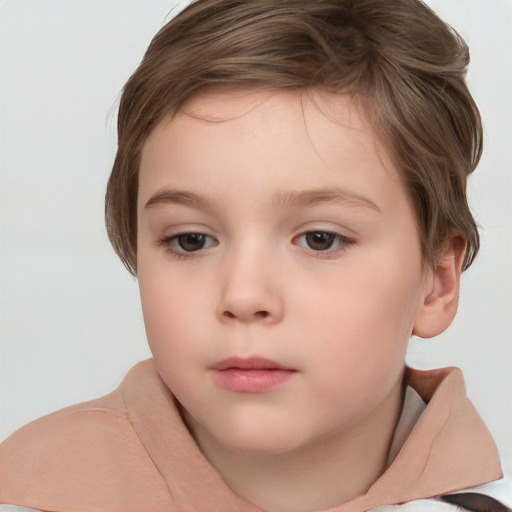 Neutral white child female with short  brown hair and brown eyes