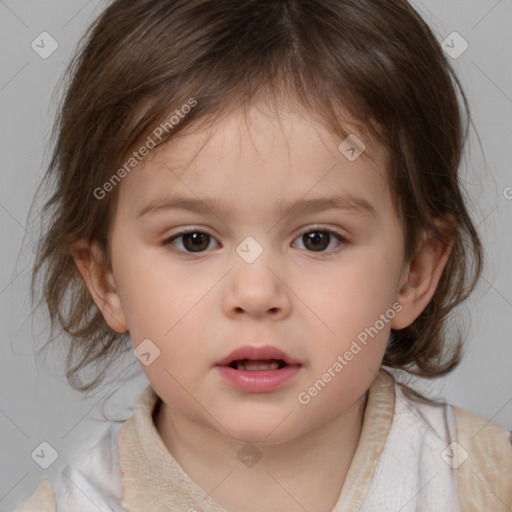 Neutral white child female with medium  brown hair and brown eyes