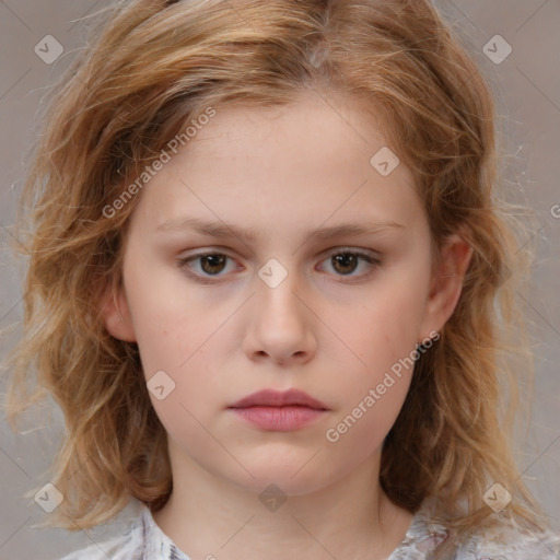 Neutral white child female with medium  brown hair and brown eyes