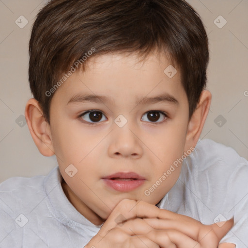 Neutral white child male with short  brown hair and brown eyes