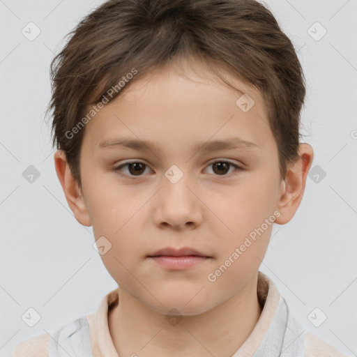 Neutral white child female with short  brown hair and brown eyes