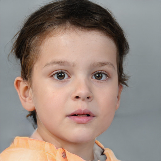 Neutral white child female with medium  brown hair and brown eyes