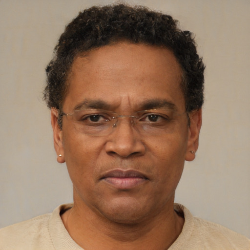 Neutral black adult male with short  black hair and brown eyes