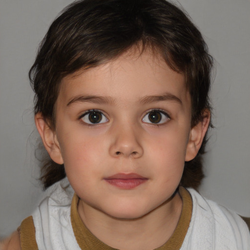 Neutral white child female with medium  brown hair and brown eyes