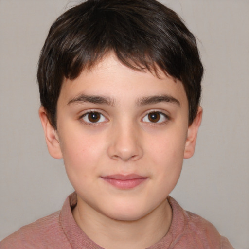 Neutral white child male with short  brown hair and brown eyes