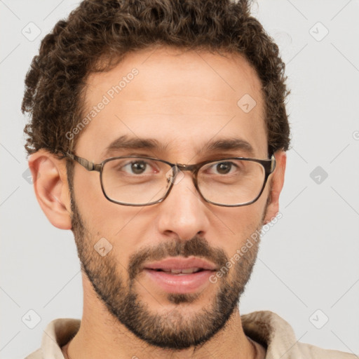 Neutral white adult male with short  brown hair and brown eyes