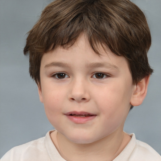 Neutral white child male with short  brown hair and brown eyes