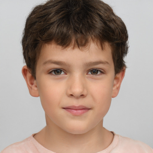 Neutral white child male with short  brown hair and brown eyes