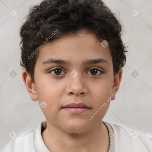 Neutral white child male with short  brown hair and brown eyes