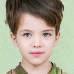 Neutral white child male with short  brown hair and brown eyes