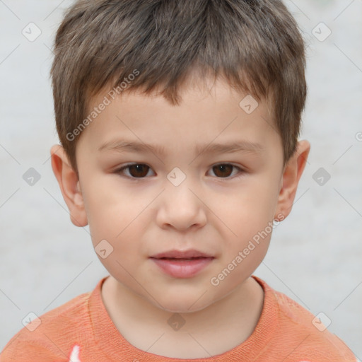 Neutral white child male with short  brown hair and brown eyes