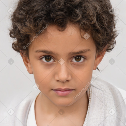 Neutral white child male with short  brown hair and brown eyes