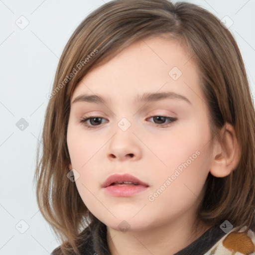 Neutral white child female with medium  brown hair and brown eyes