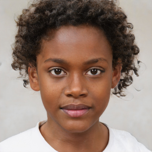 Neutral black young-adult female with short  brown hair and brown eyes