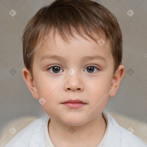 Neutral white child male with short  brown hair and brown eyes