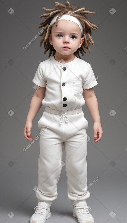 Caucasian infant boy with  white hair