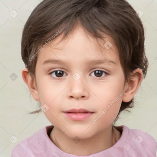 Neutral white child female with medium  brown hair and brown eyes