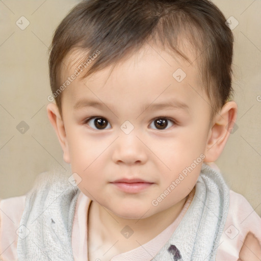 Neutral white child male with short  brown hair and brown eyes