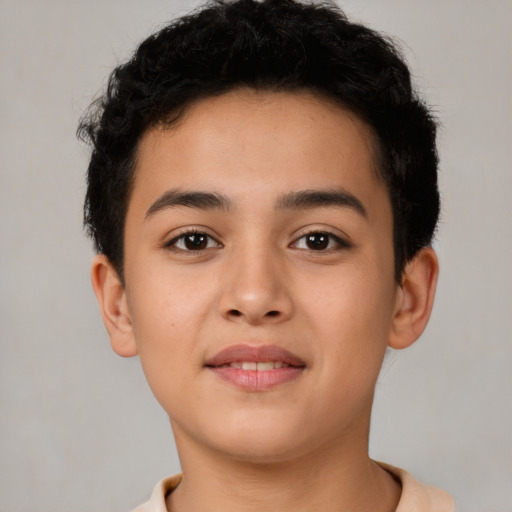 Neutral latino young-adult male with short  brown hair and brown eyes