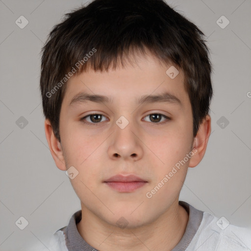 Neutral white child male with short  brown hair and brown eyes