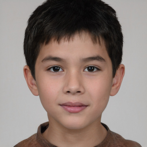 Neutral white child male with short  brown hair and brown eyes
