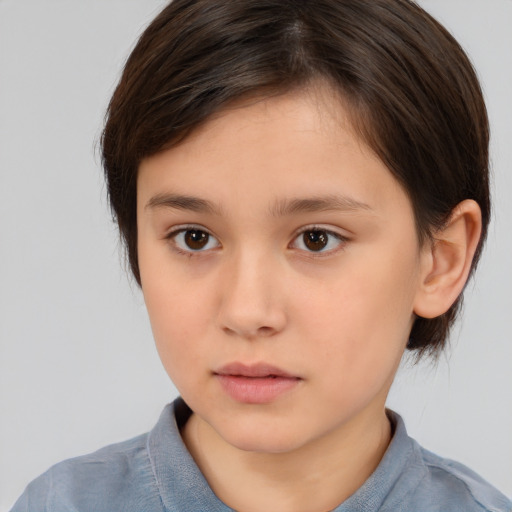 Neutral white child female with medium  brown hair and brown eyes