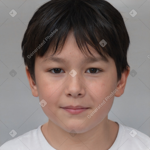 Neutral white child male with short  brown hair and brown eyes