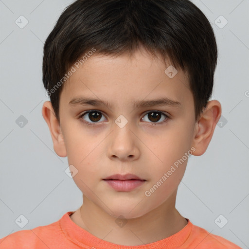 Neutral white child male with short  brown hair and brown eyes